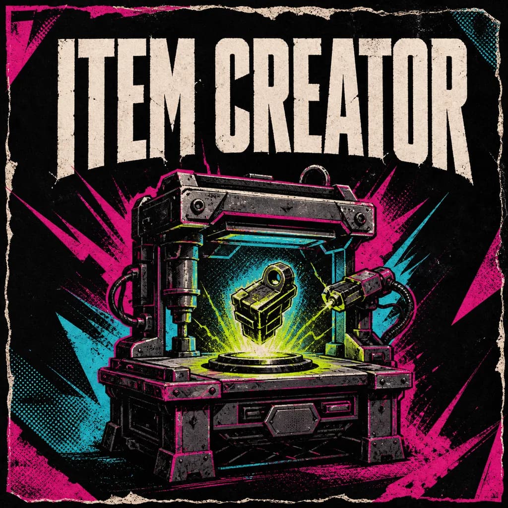 Cover ItemCreator montrant un item modulaire sortant d’une forge