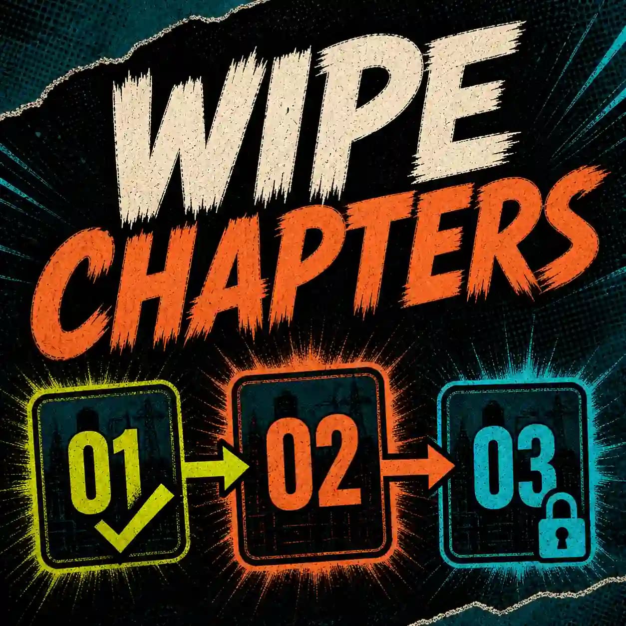 Cover Wipe Chapters montrant une interface de progression par chapitres