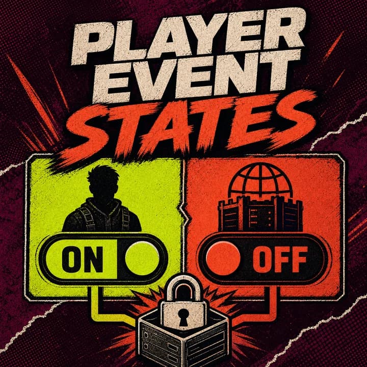 Illustration générée Player Event States représentant la progression joueur et globale