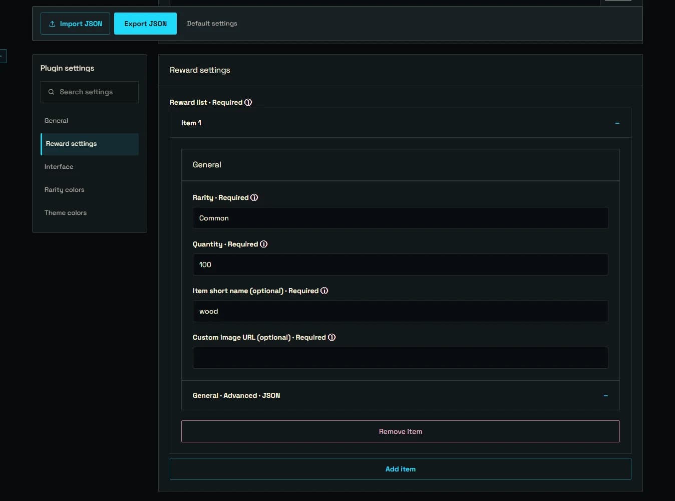 Custom Rewards: reward list, required fields and editing actions.