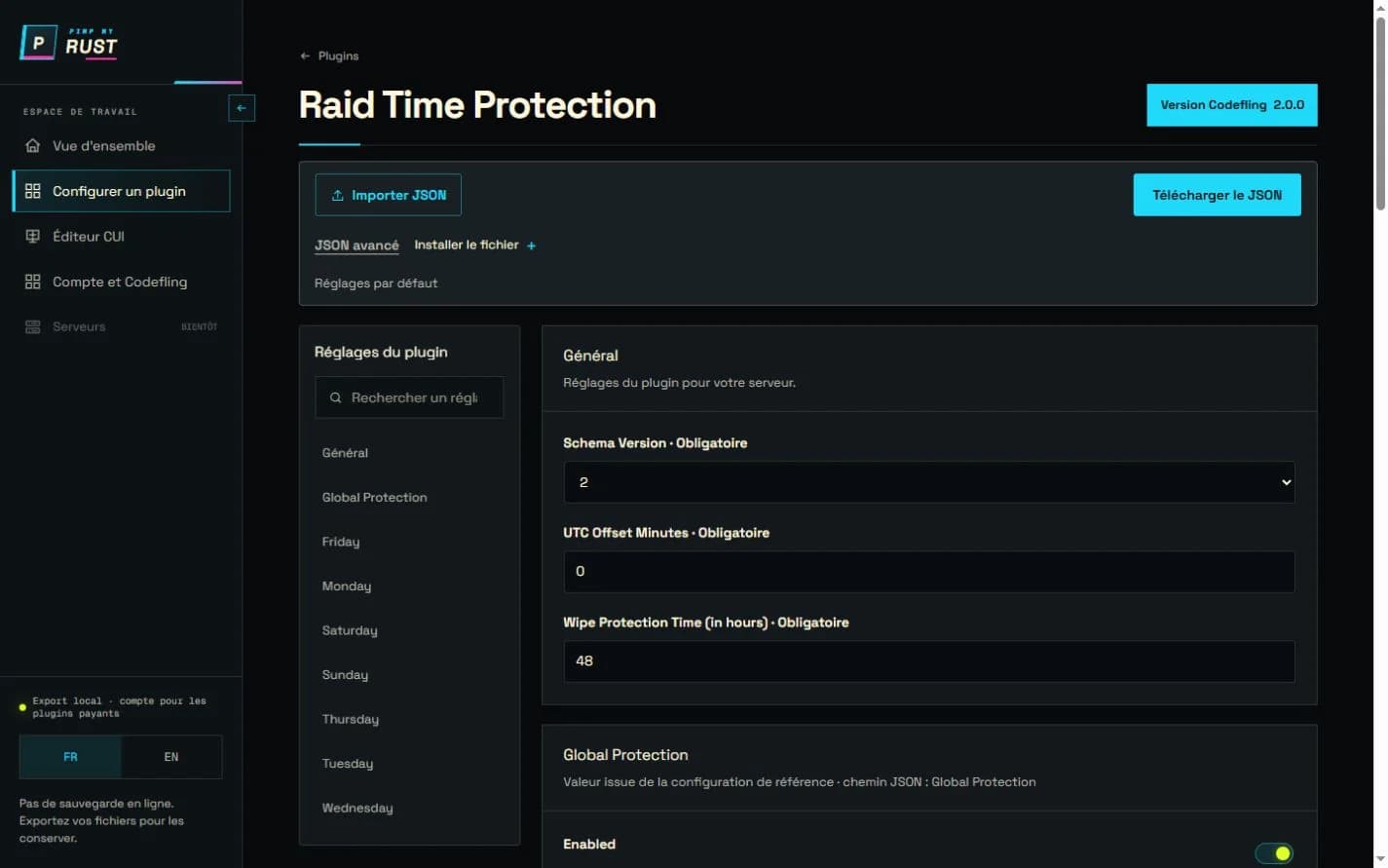 Écran de preuve de configuration de Raid Time Protection